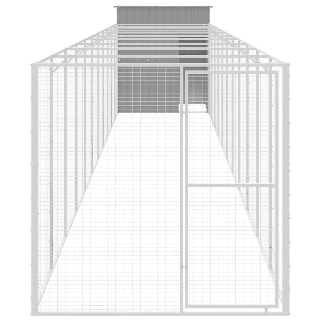 Dog House with Run Light Grey 165x1271x181 cm Galvanised Steel