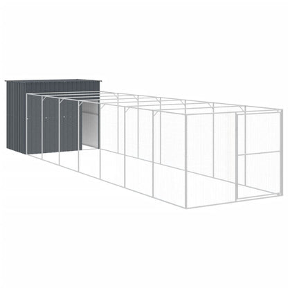 Dog House with Run Anthracite 214x865x181 cm Galvanised Steel