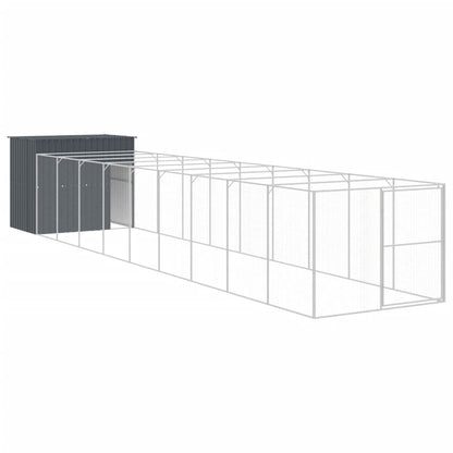 Dog House with Run Anthracite 214x1069x181 cm Galvanised Steel