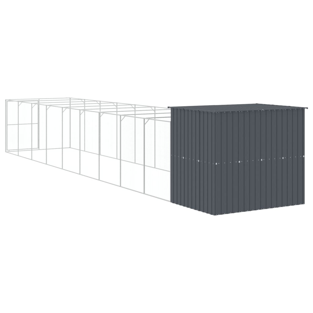 Dog House with Run Anthracite 214x1069x181 cm Galvanised Steel