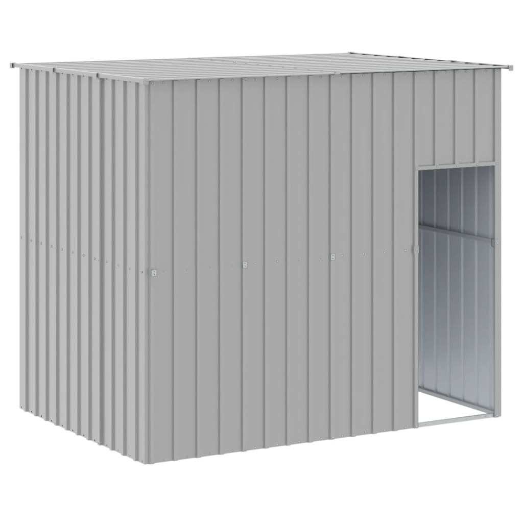 Dog House with Run Light Grey 214x1273x181 cm Galvanised Steel