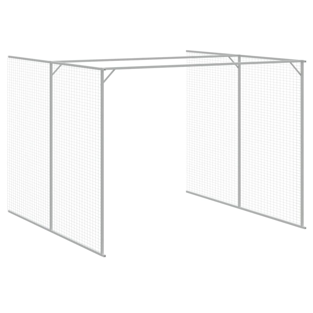 Dog House with Run Light Grey 214x1273x181 cm Galvanised Steel