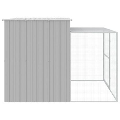 Dog House with Run Light Grey 214x253x181 cm Galvanised Steel