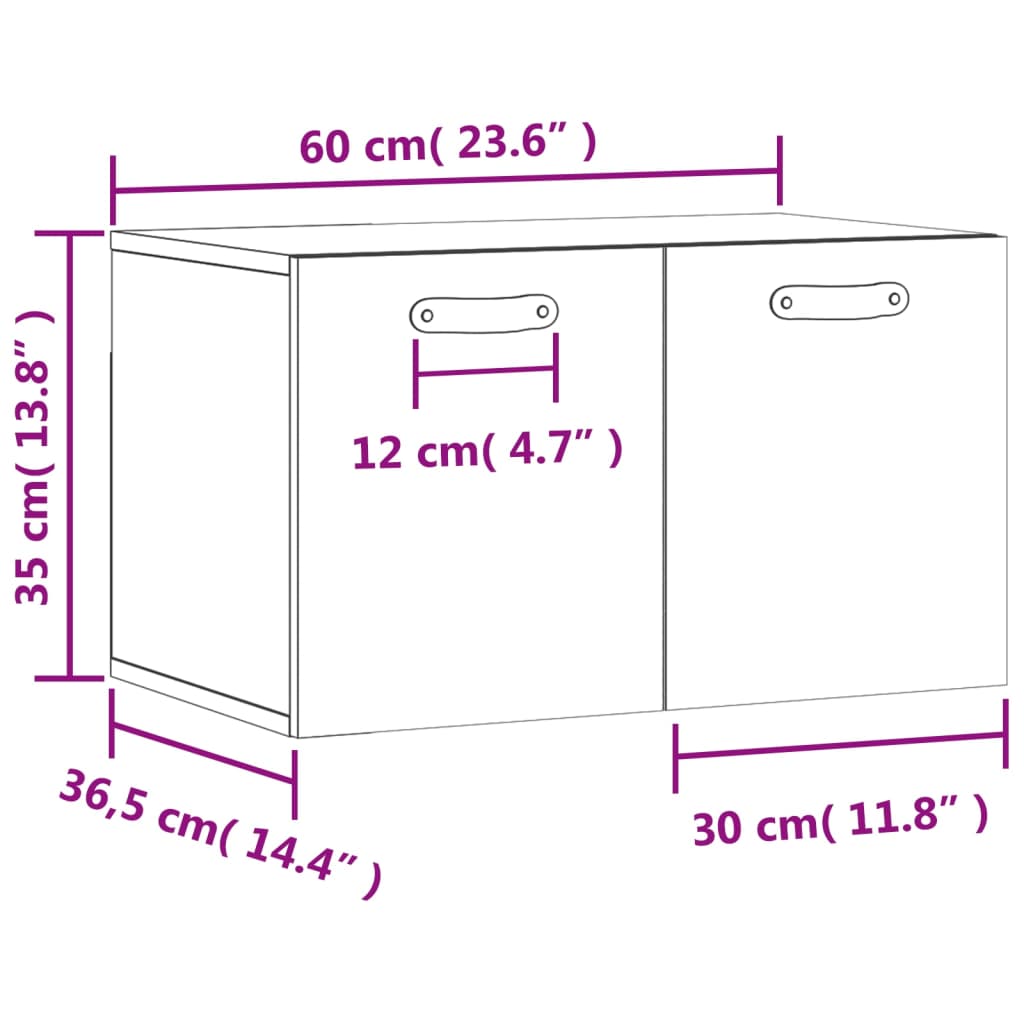 Wall Cabinet Grey Sonoma 60x36.5x35 cm Engineered Wood