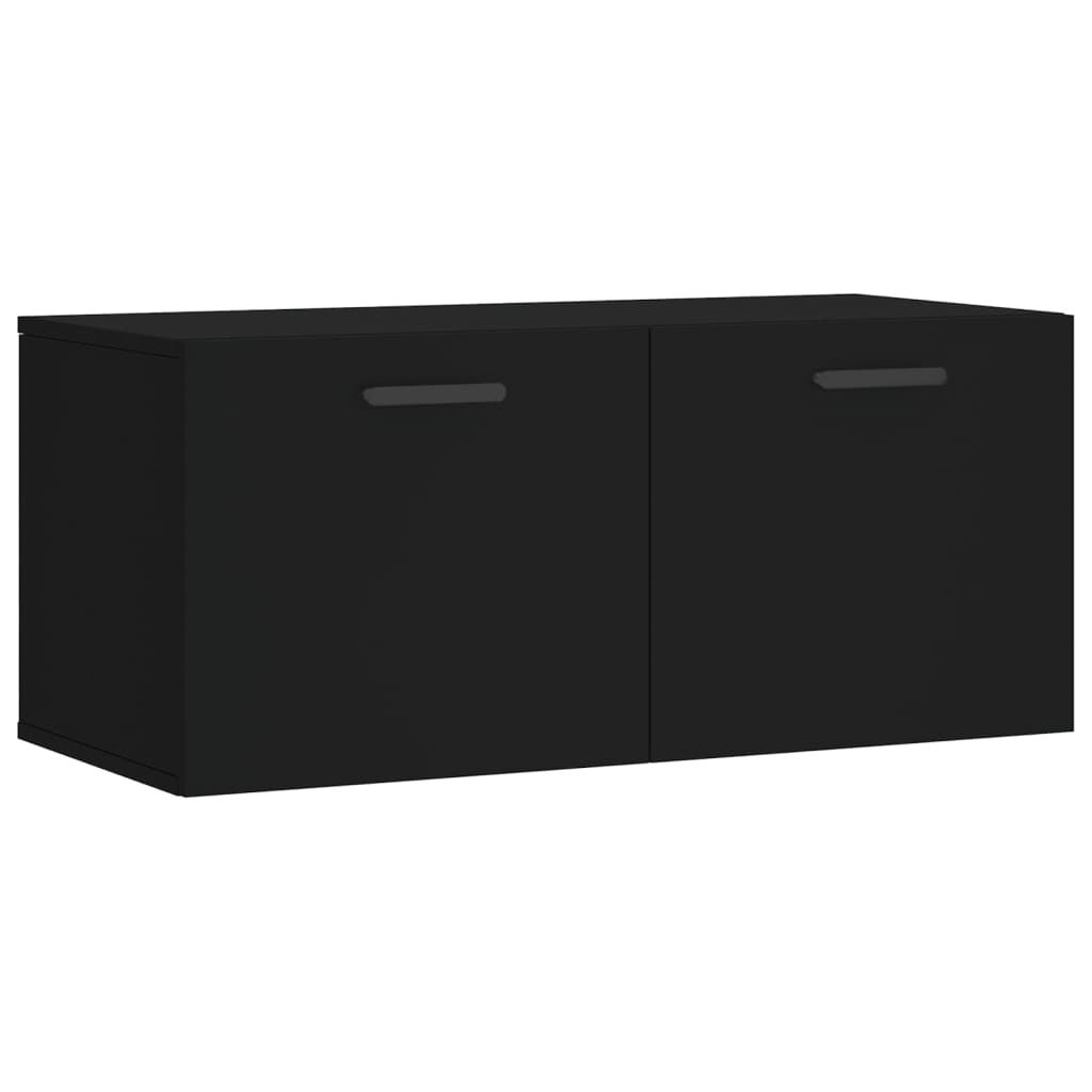 Wall Cabinet Black 80x36.5x35 cm Engineered Wood