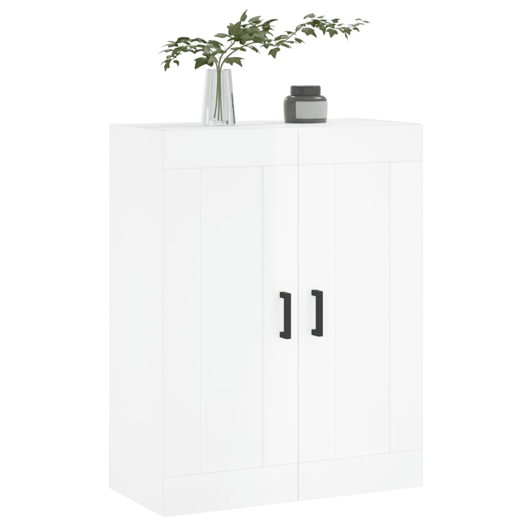 Wall Mounted Cabinet High Gloss White 69.5x34x90 cm Engineered Wood