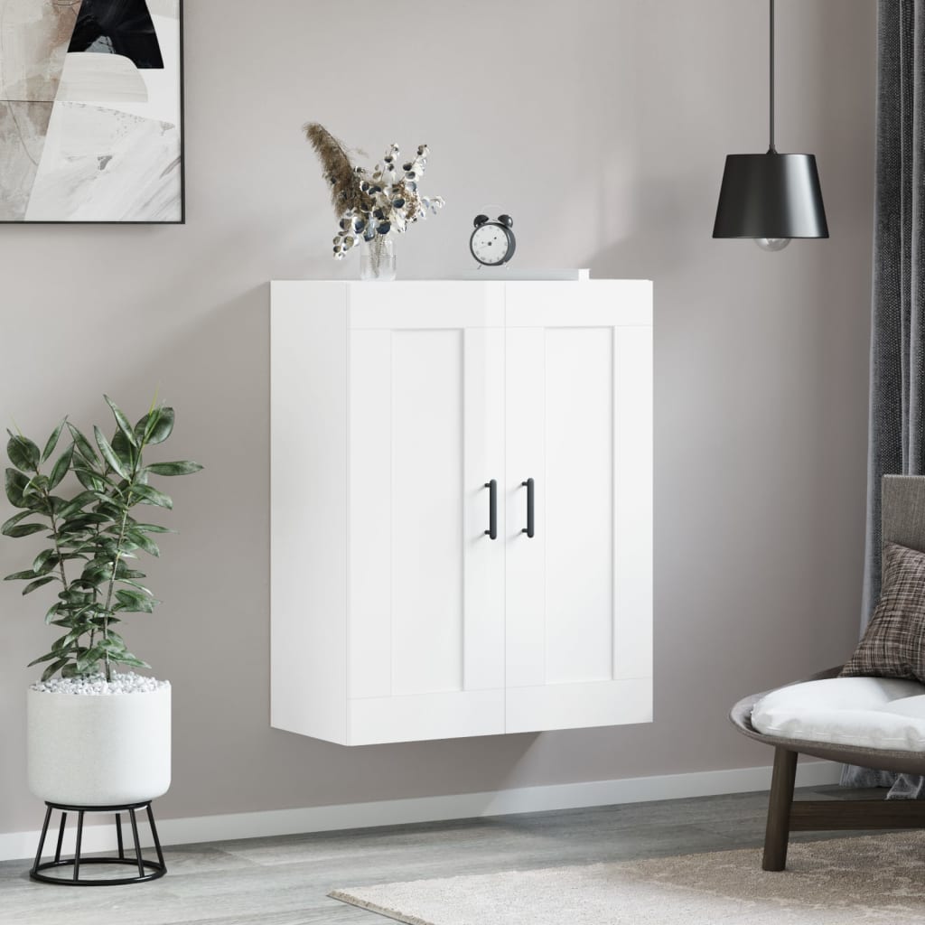 Wall Mounted Cabinet High Gloss White 69.5x34x90 cm Engineered Wood