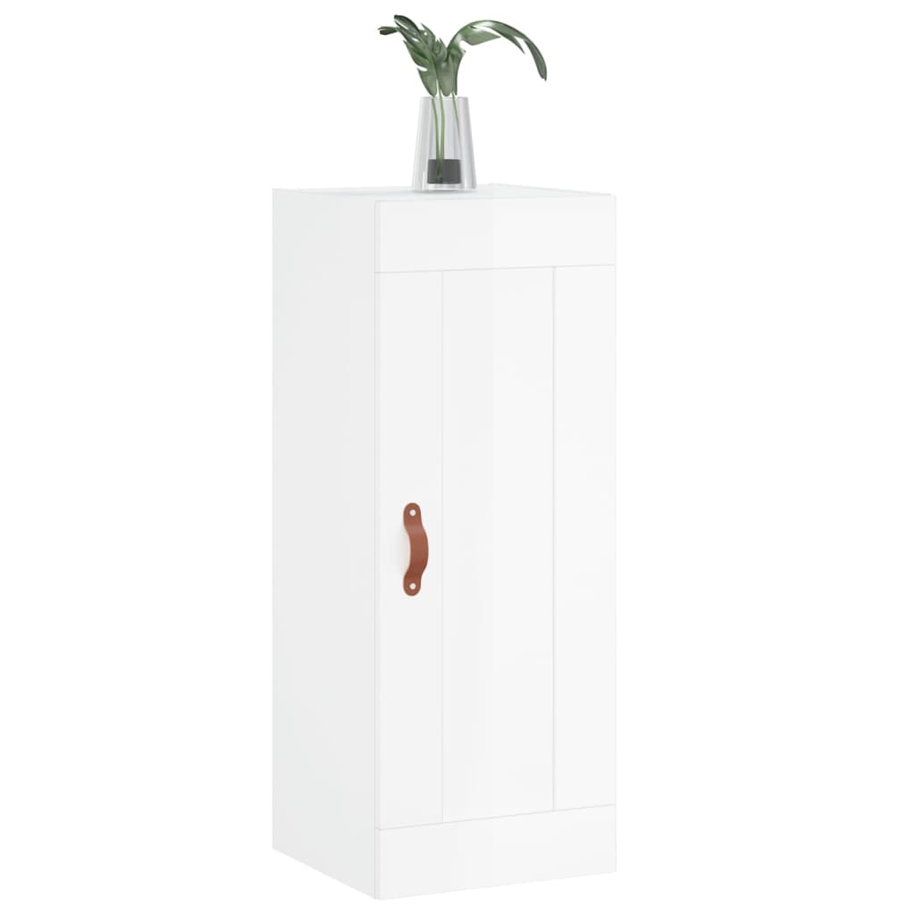 Wall Mounted Cabinet High Gloss White 34.5x34x90 cm Engineered Wood