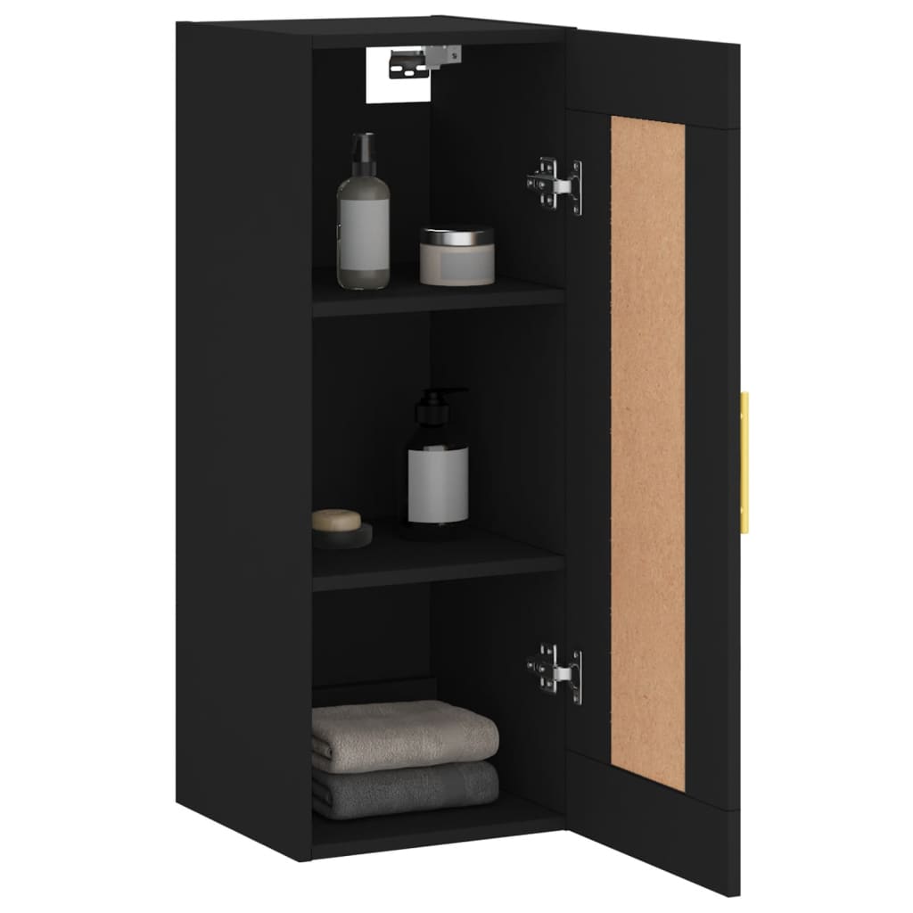 Wall Mounted Cabinet Black 34.5x34x90 cm Engineered Wood