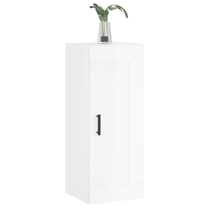 Wall Mounted Cabinet High Gloss White 34.5x34x90 cm Engineered Wood