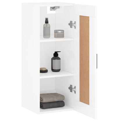 Wall Mounted Cabinet High Gloss White 34.5x34x90 cm Engineered Wood