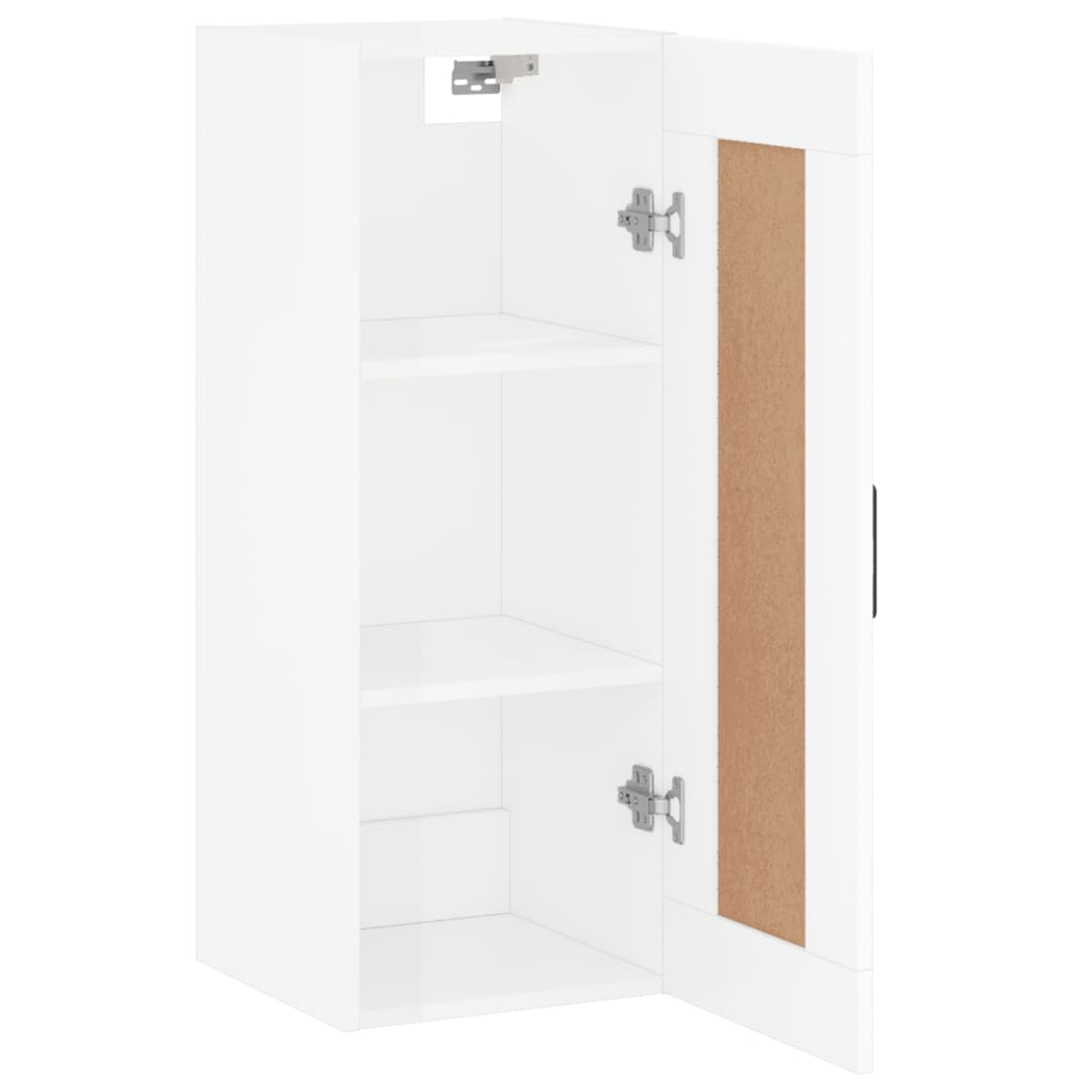 Wall Mounted Cabinet High Gloss White 34.5x34x90 cm Engineered Wood