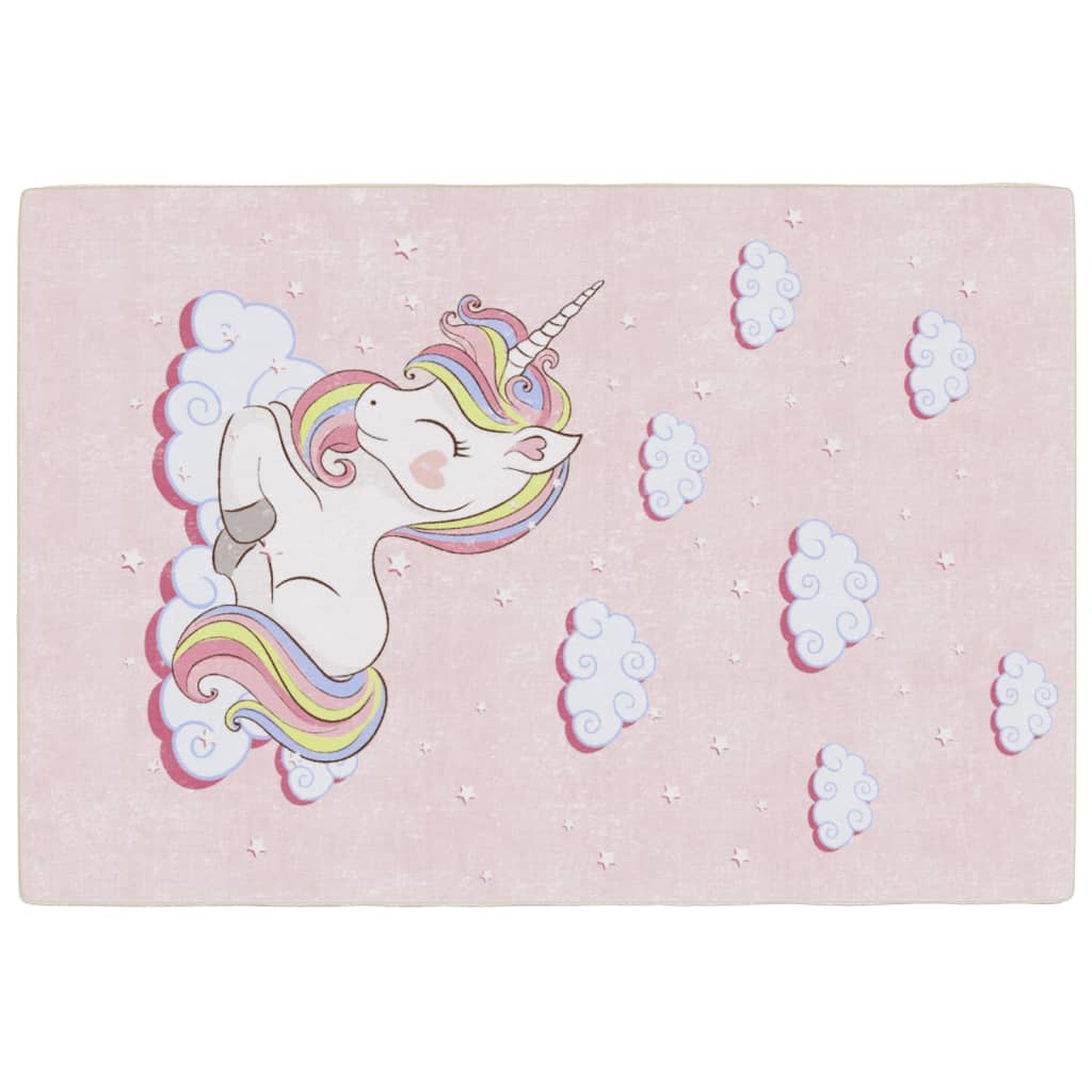 Kids' Rug Pink 160x230 cm Unicorn Washable Anti Slip