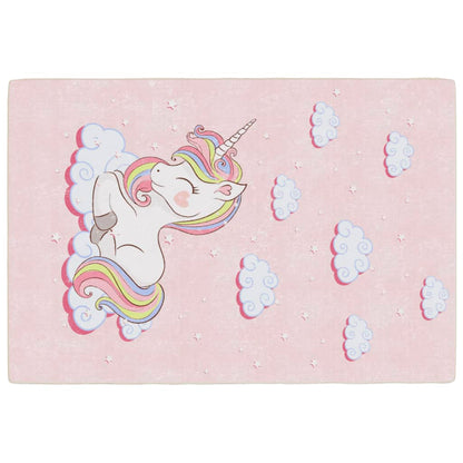 Kids' Rug Pink 160x230 cm Unicorn Washable Anti Slip