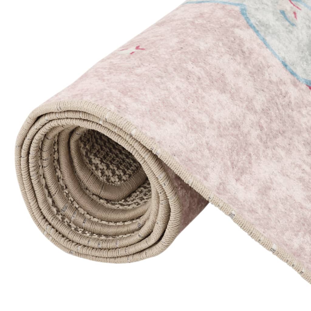 Kids' Rug Pink 160x230 cm Unicorn Washable Anti Slip