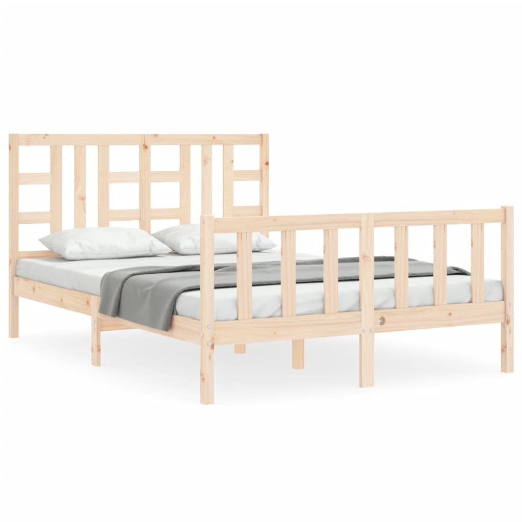 Bed Frame without Mattress Double Solid Wood Pine