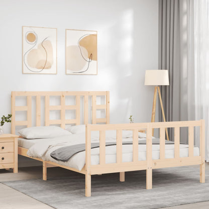 Bed Frame without Mattress Double Solid Wood Pine