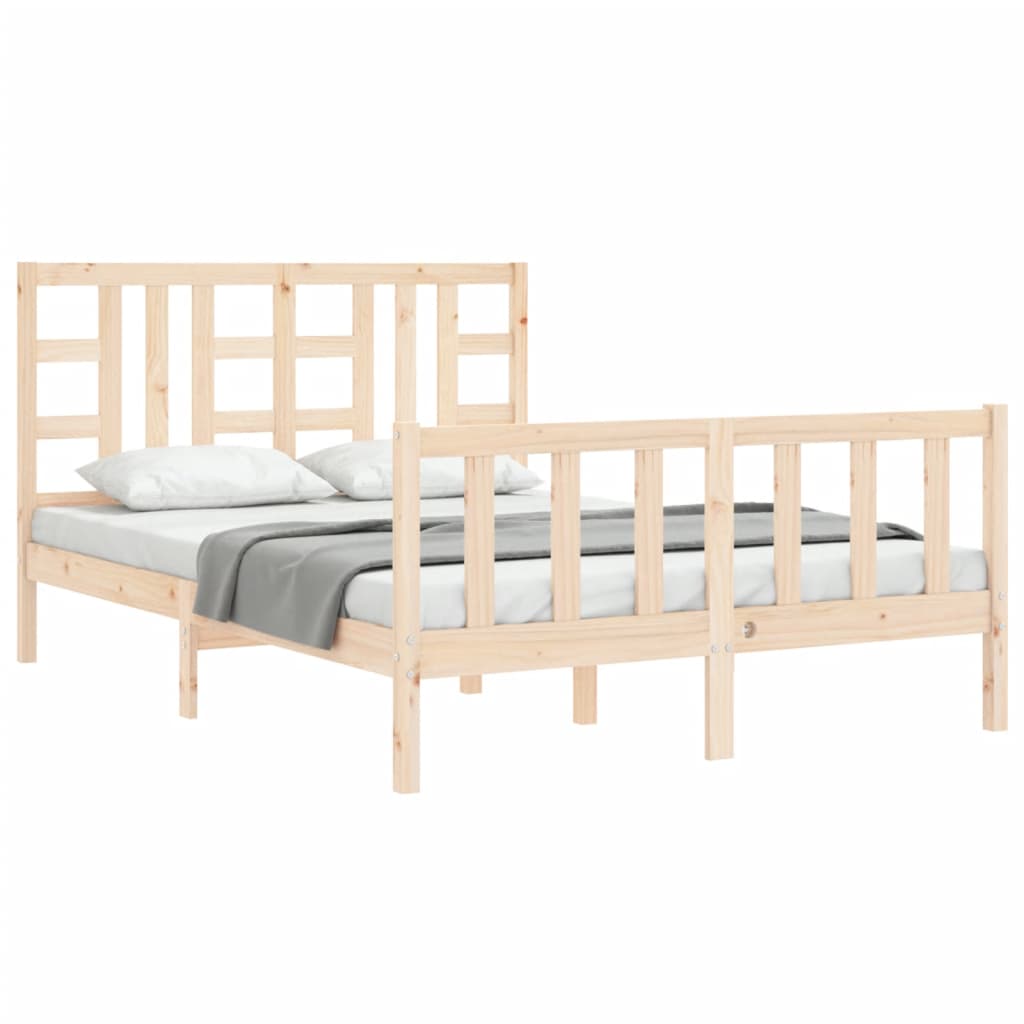 Bed Frame without Mattress Double Solid Wood Pine