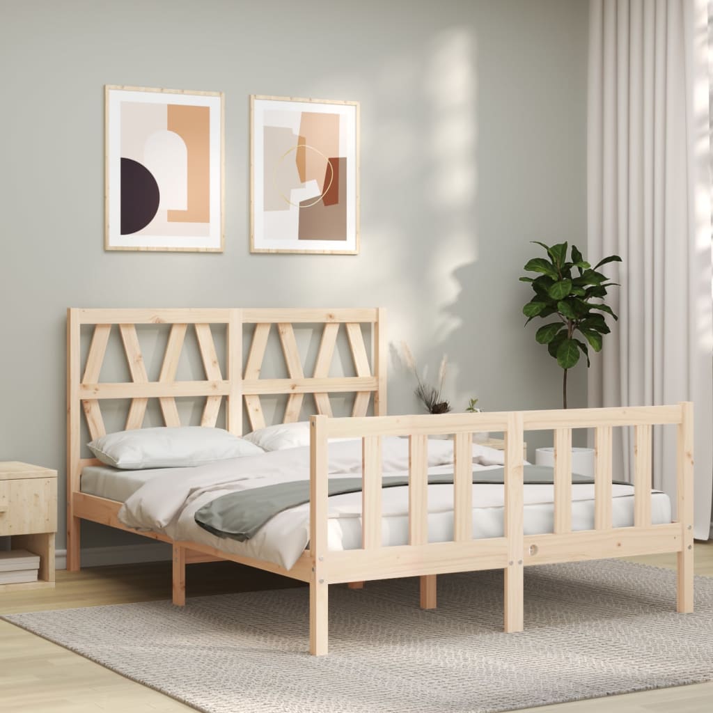 Bed Frame without Mattress Double Solid Wood Pine