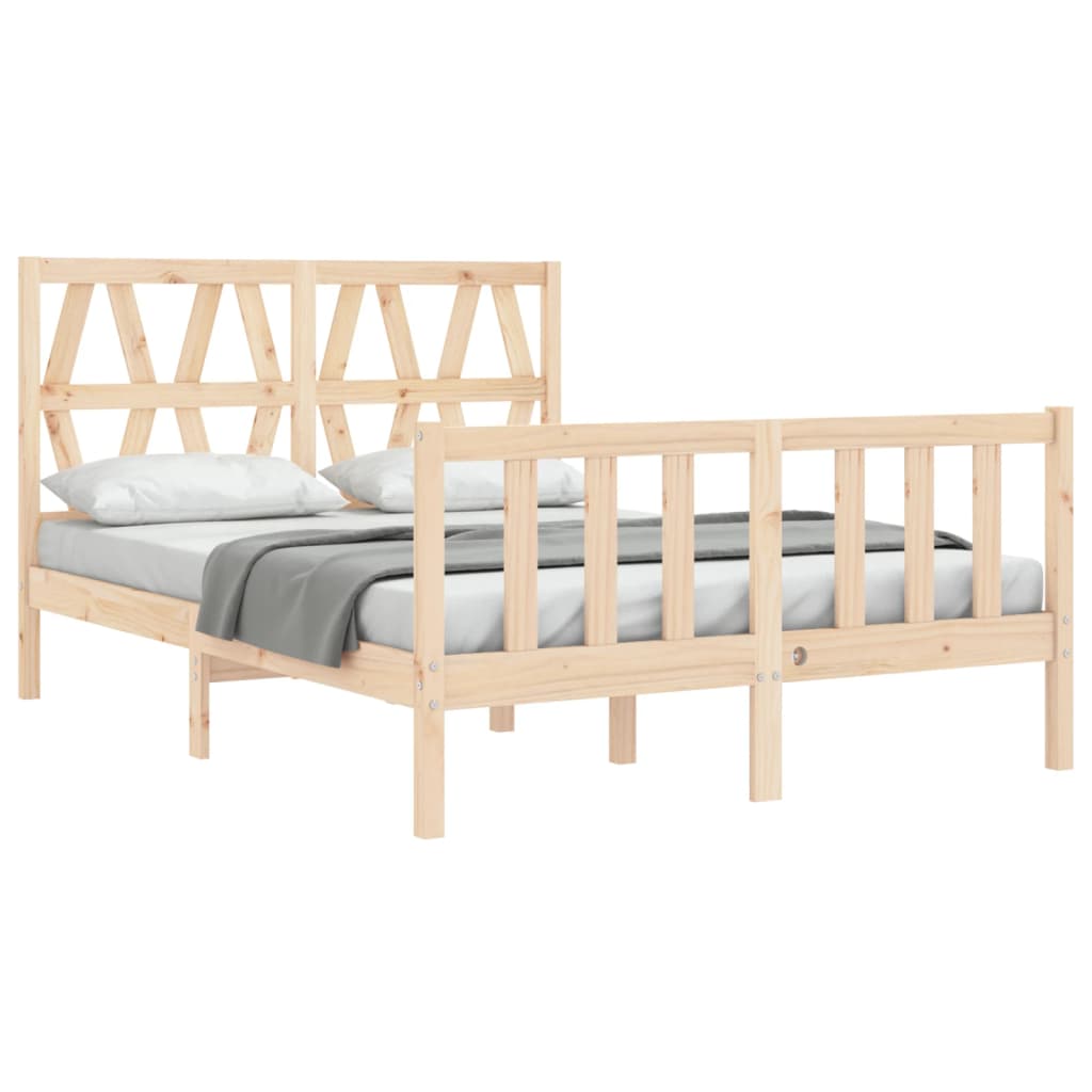 Bed Frame without Mattress Double Solid Wood Pine