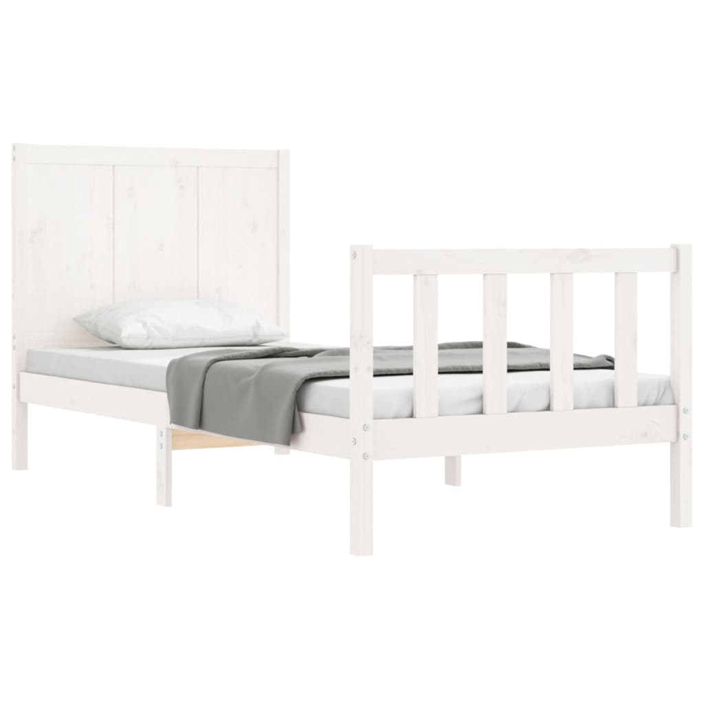 Bed Frame without Mattress White Small Single Solid Wood Pine