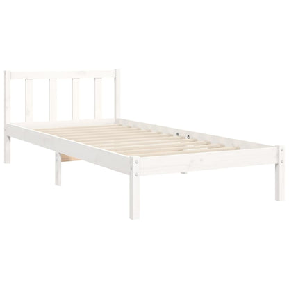 Bed Frame without Mattress White Small Single Solid Wood Pine