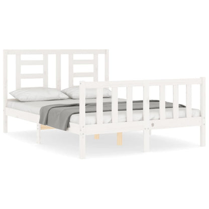 Bed Frame without Mattress White Small Double Solid Wood Pine