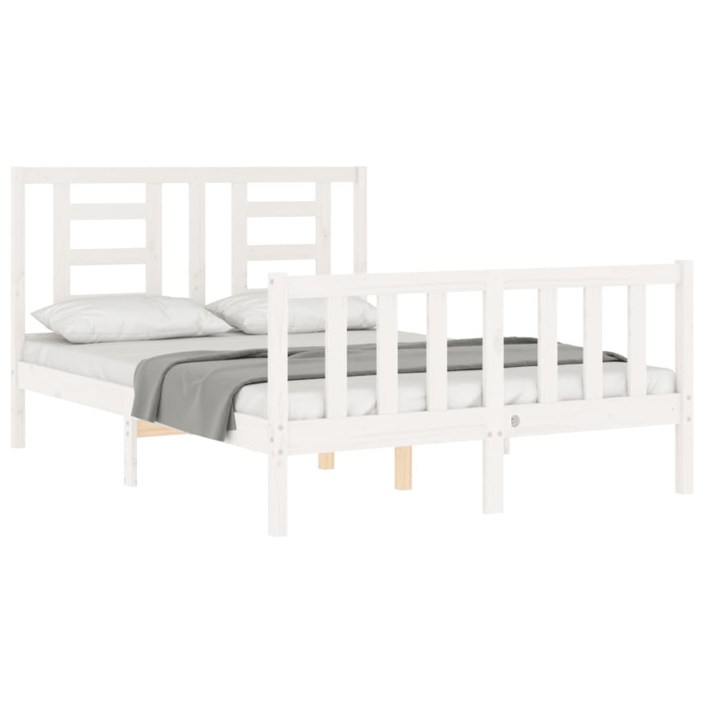 Bed Frame without Mattress White Small Double Solid Wood Pine