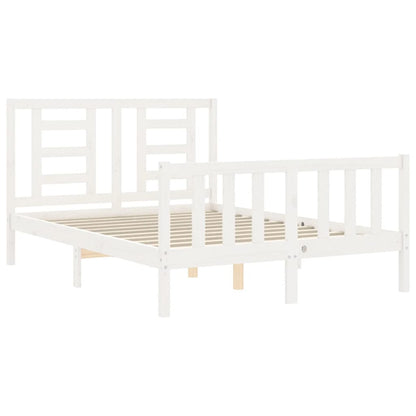 Bed Frame without Mattress White Small Double Solid Wood Pine