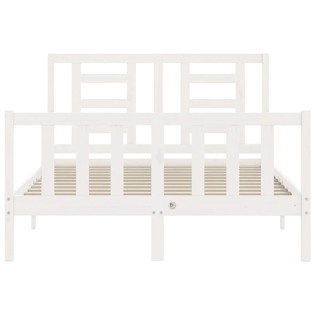 Bed Frame without Mattress White Small Double Solid Wood Pine