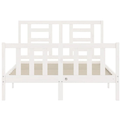 Bed Frame without Mattress White Small Double Solid Wood Pine