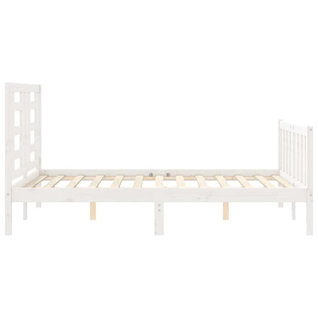 Bed Frame without Mattress White Small Double Solid Wood Pine