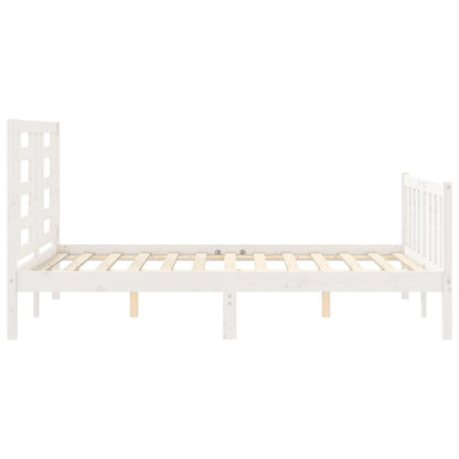 Bed Frame without Mattress White Small Double Solid Wood Pine