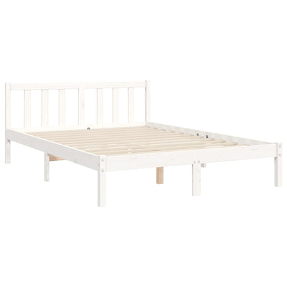 Bed Frame without Mattress White Small Double Solid Wood Pine