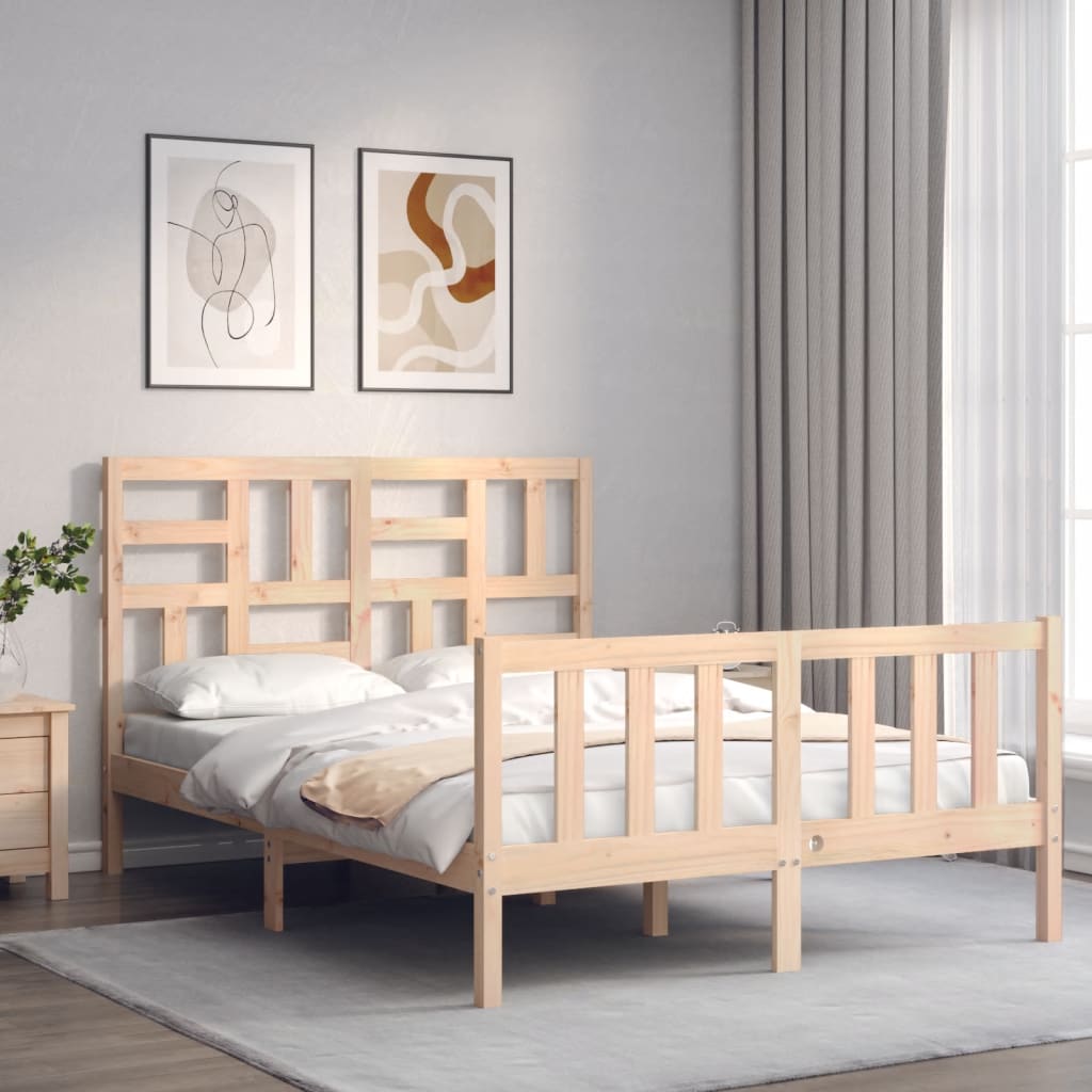 Bed Frame without Mattress Double Solid Wood Pine