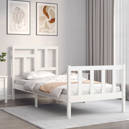 Bed Frame without Mattress White Small Single Solid Wood Pine