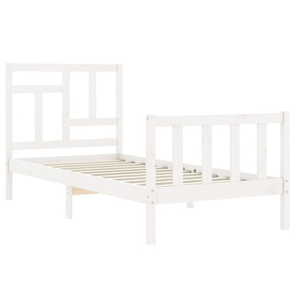 Bed Frame without Mattress White Small Single Solid Wood Pine