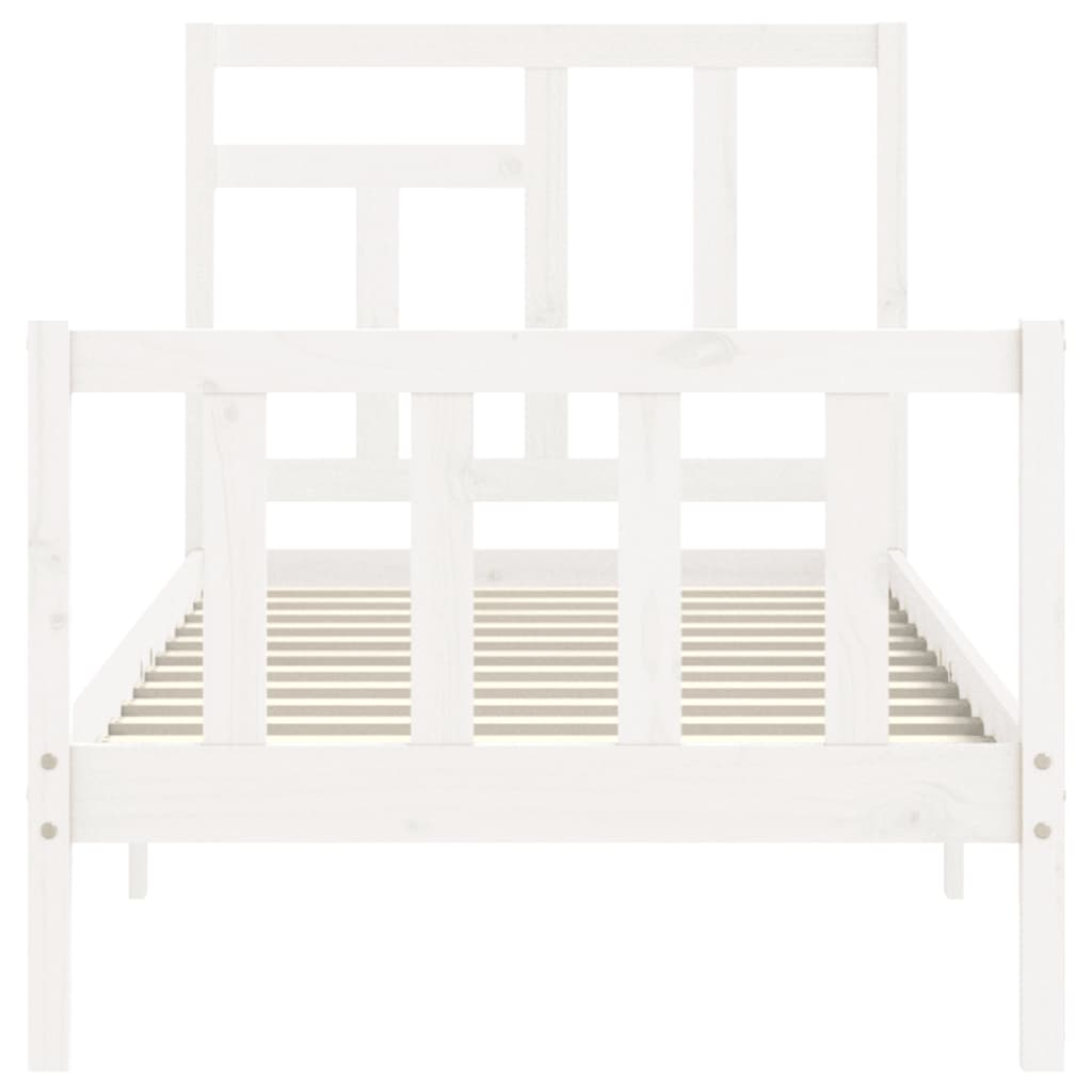 Bed Frame without Mattress White Small Single Solid Wood Pine