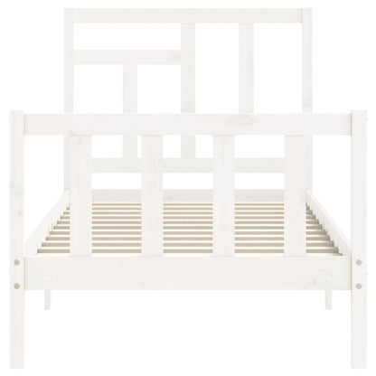 Bed Frame without Mattress White Small Single Solid Wood Pine