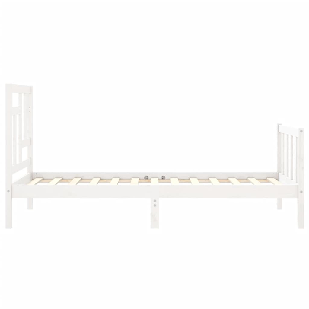 Bed Frame without Mattress White Small Single Solid Wood Pine