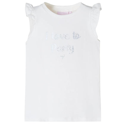 Kids' T-shirt with Ruffle Sleeves White 140