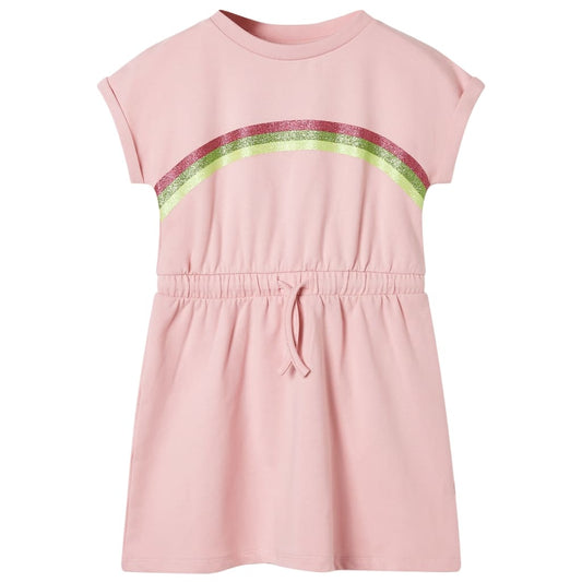 Kids' Dress with Drawstring Light Pink 104