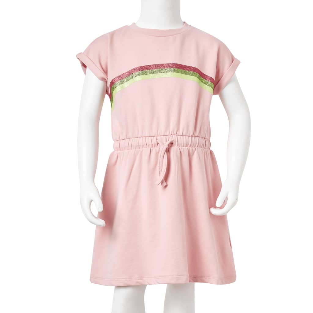 Kids' Dress with Drawstring Light Pink 116