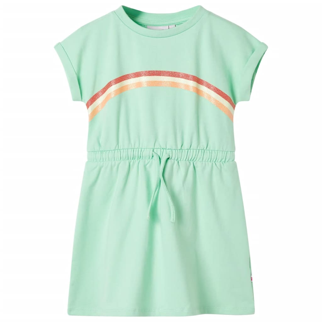 Kids' Dress with Drawstring Bright Green 104