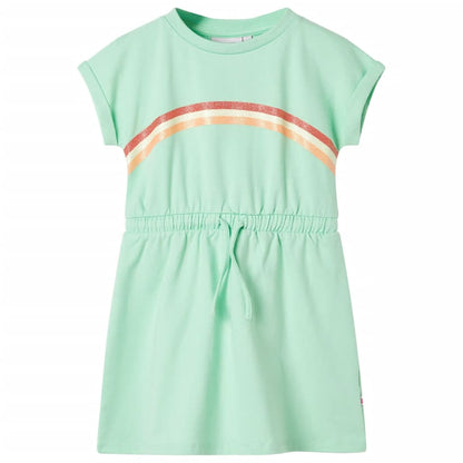 Kids' Dress with Drawstring Bright Green 104