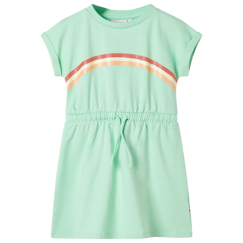 Kids' Dress with Drawstring Bright Green 116