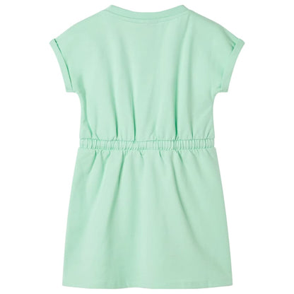 Kids' Dress with Drawstring Bright Green 116