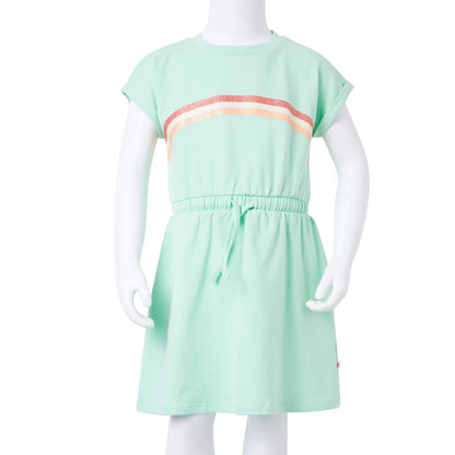 Kids' Dress with Drawstring Bright Green 116