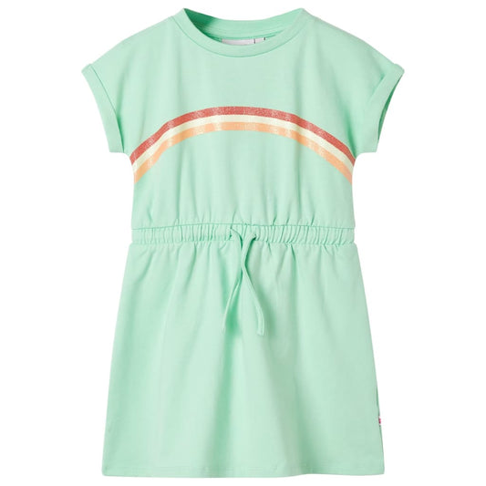 Kids' Dress with Drawstring Bright Green 140