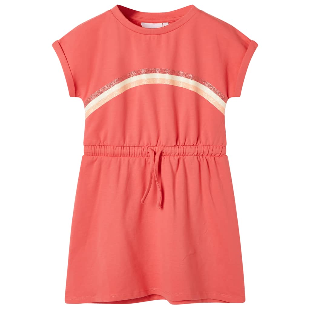 Kids' Dress with Drawstring Coral 104